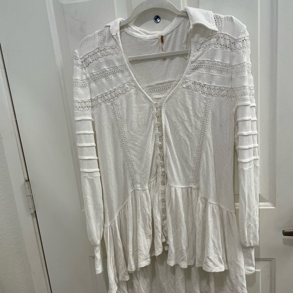 Free People Set to stun white tunic top XS - Picture 3 of 14